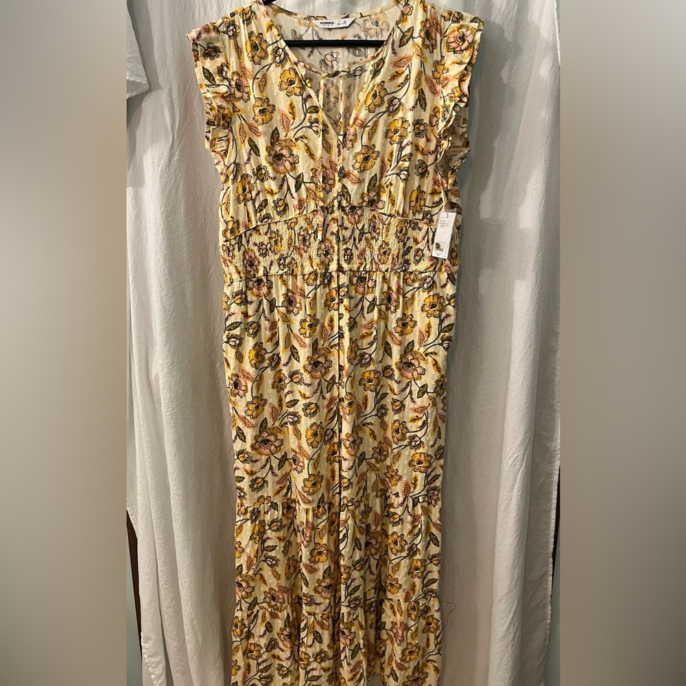 Sonoma Yellow Floral Maxi Dress